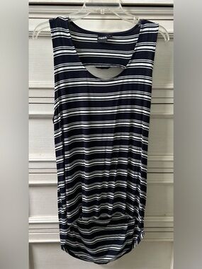 Navy & White Striped Sleeveless Tank Top